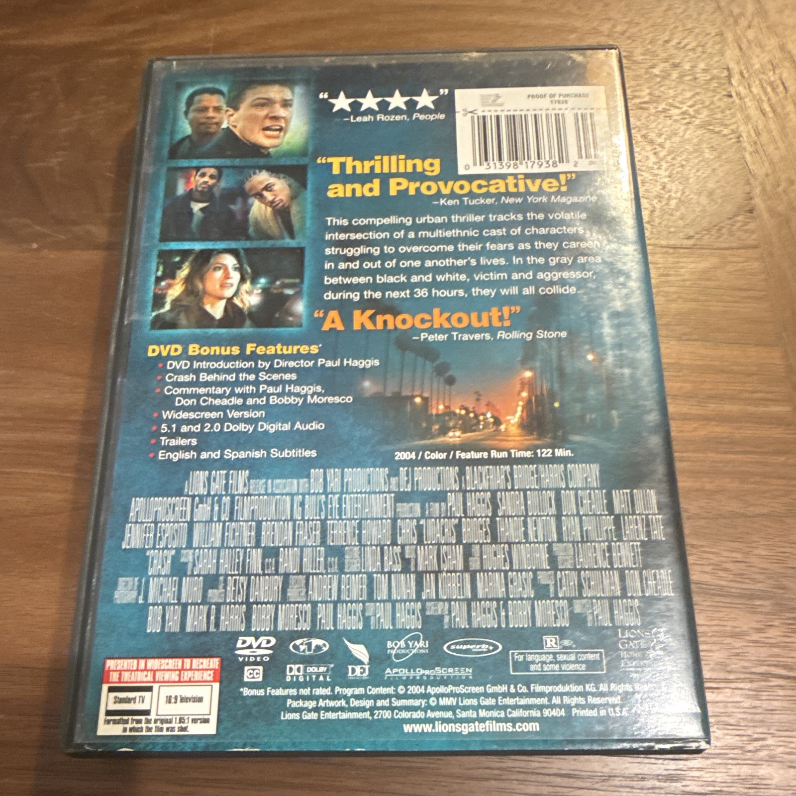 Lions Gate Films Crash DVD Widescreen Edition R 2004 Commentary 122 Min