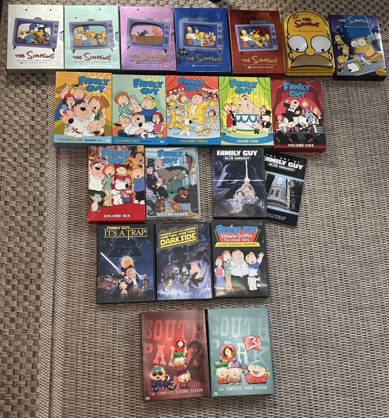 ANIMATED SITCOM BUNDLE – Simpsons, Family Guy, and South Park