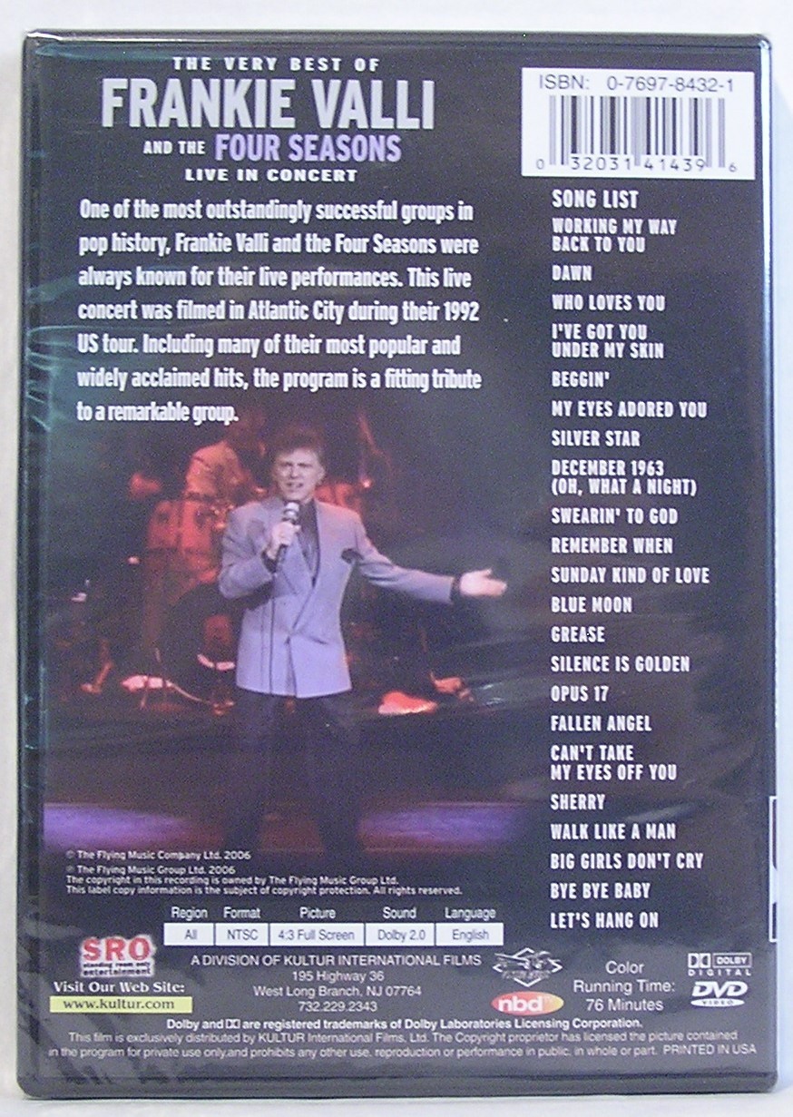 The Very Best of Frankie Valli And The Four Seasons: Live In Concert (DVD New)
