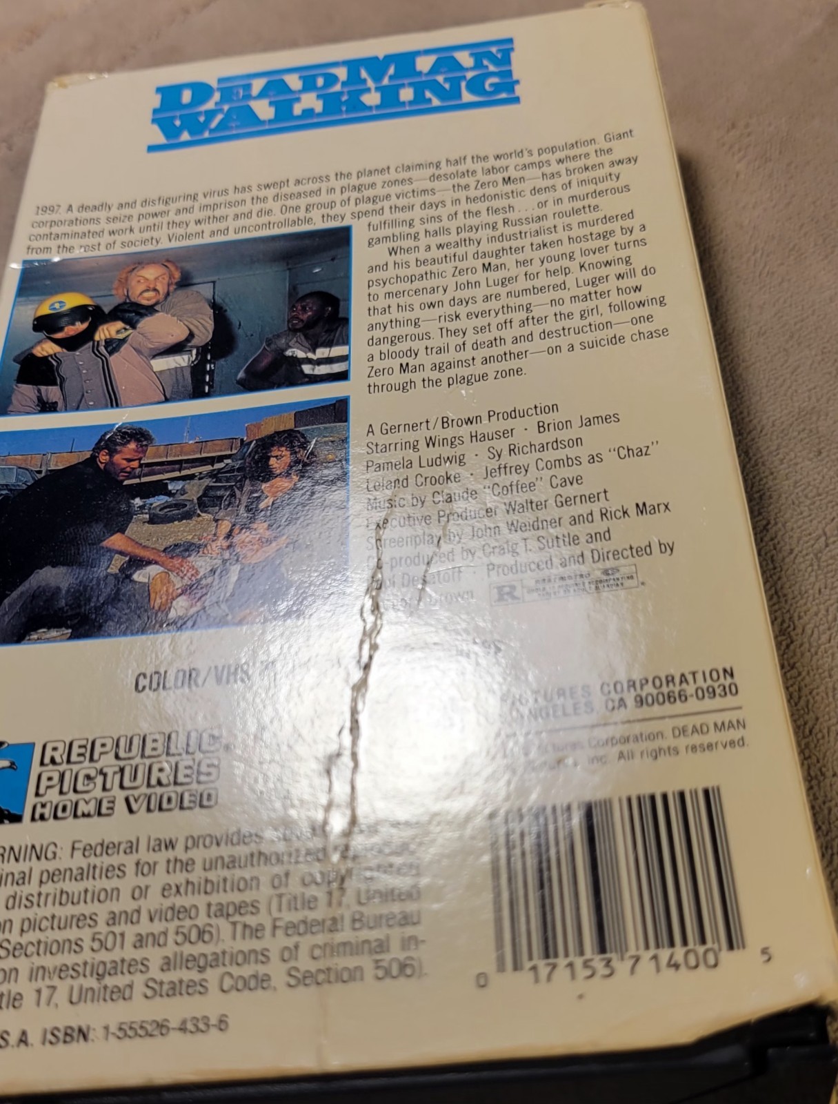 Dead Man Walking VHS 1988 Republic Pictures Wings Hauser Jeffrey Combs Rare