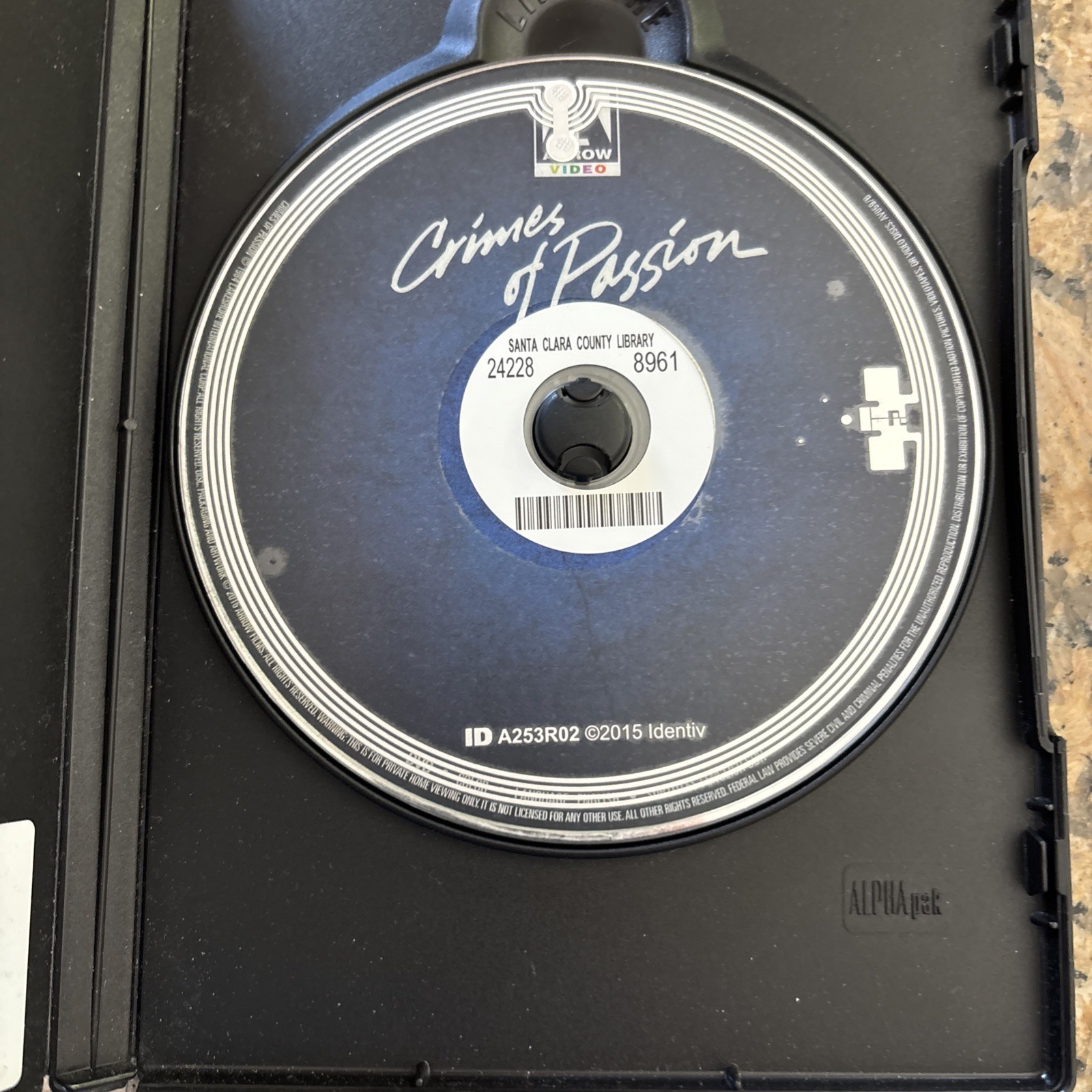 Crimes of Passion Arrow Video DVD. Ex-Library Mint Disc