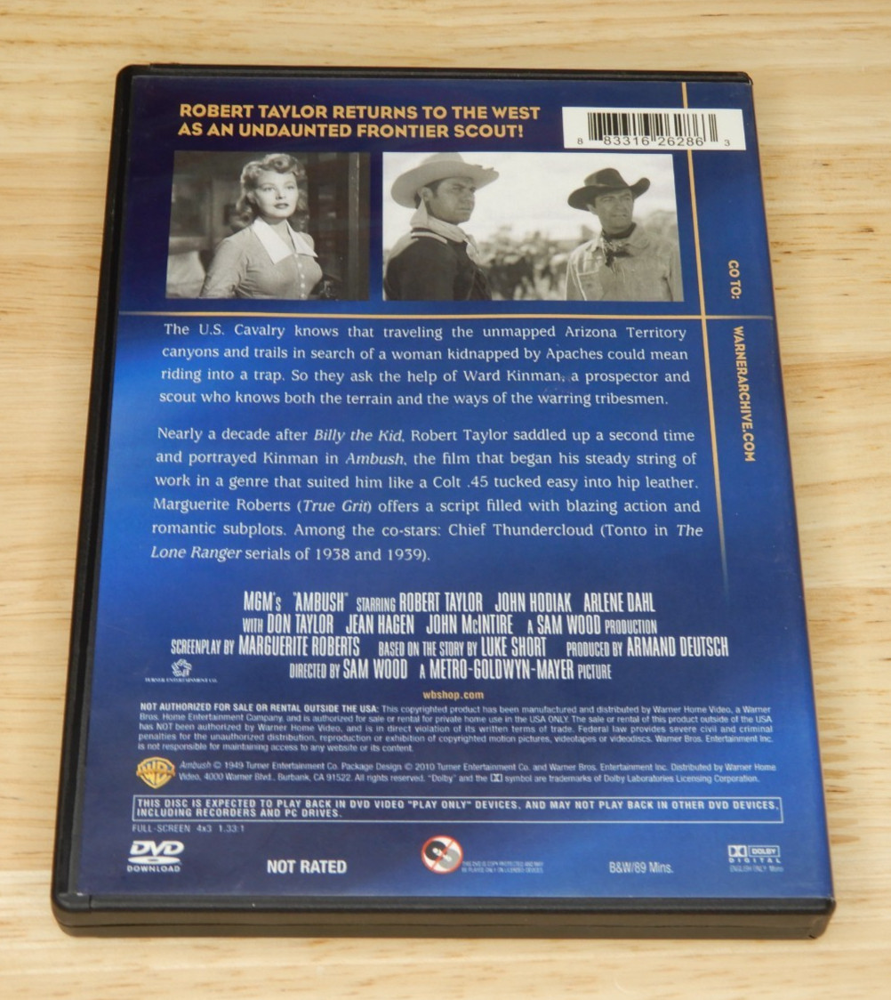 Ambush (DVD, 1949 Western Film) Robert Taylor, Warner Bros Archive Collection