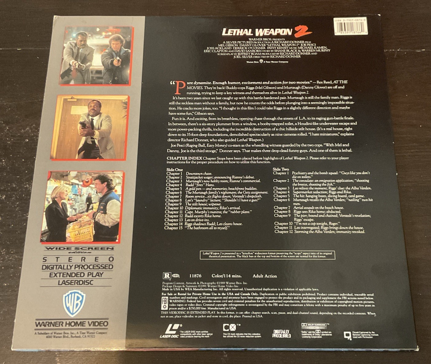 Lethal Weapon 2 Laserdisc 1989 Mel Gibson Danny Glover Widescreen Edition