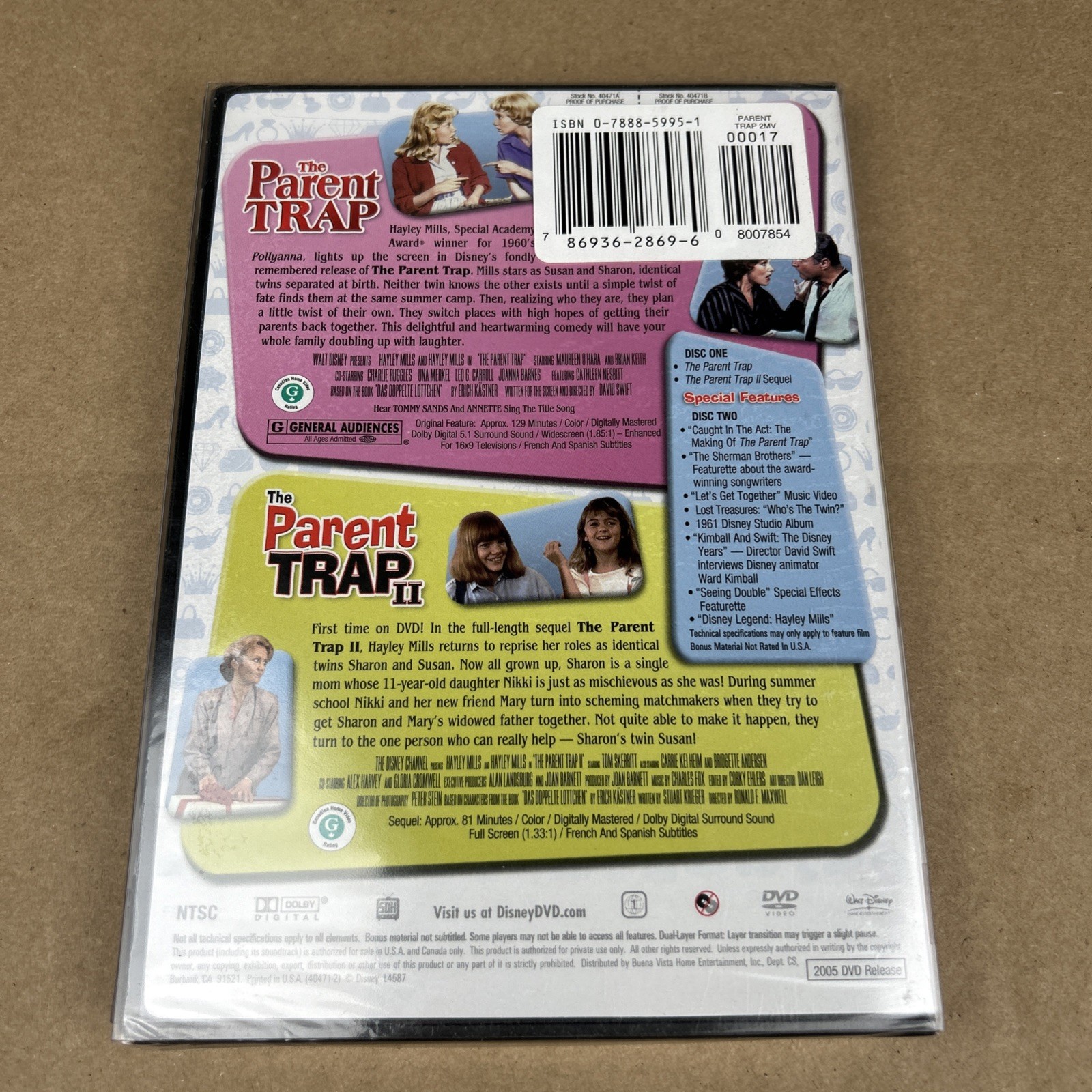 The Parent Trap: 2-Movie Collection (2-DVD Set, 2005) Hayley Mills Disney NEW