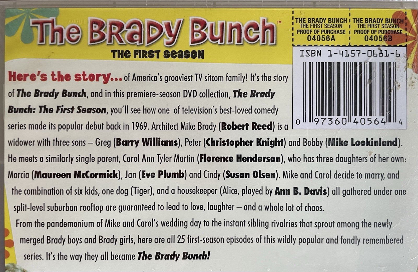 The Brady Bunch – The Complete First Season. 4 DVD Set. Sealed!