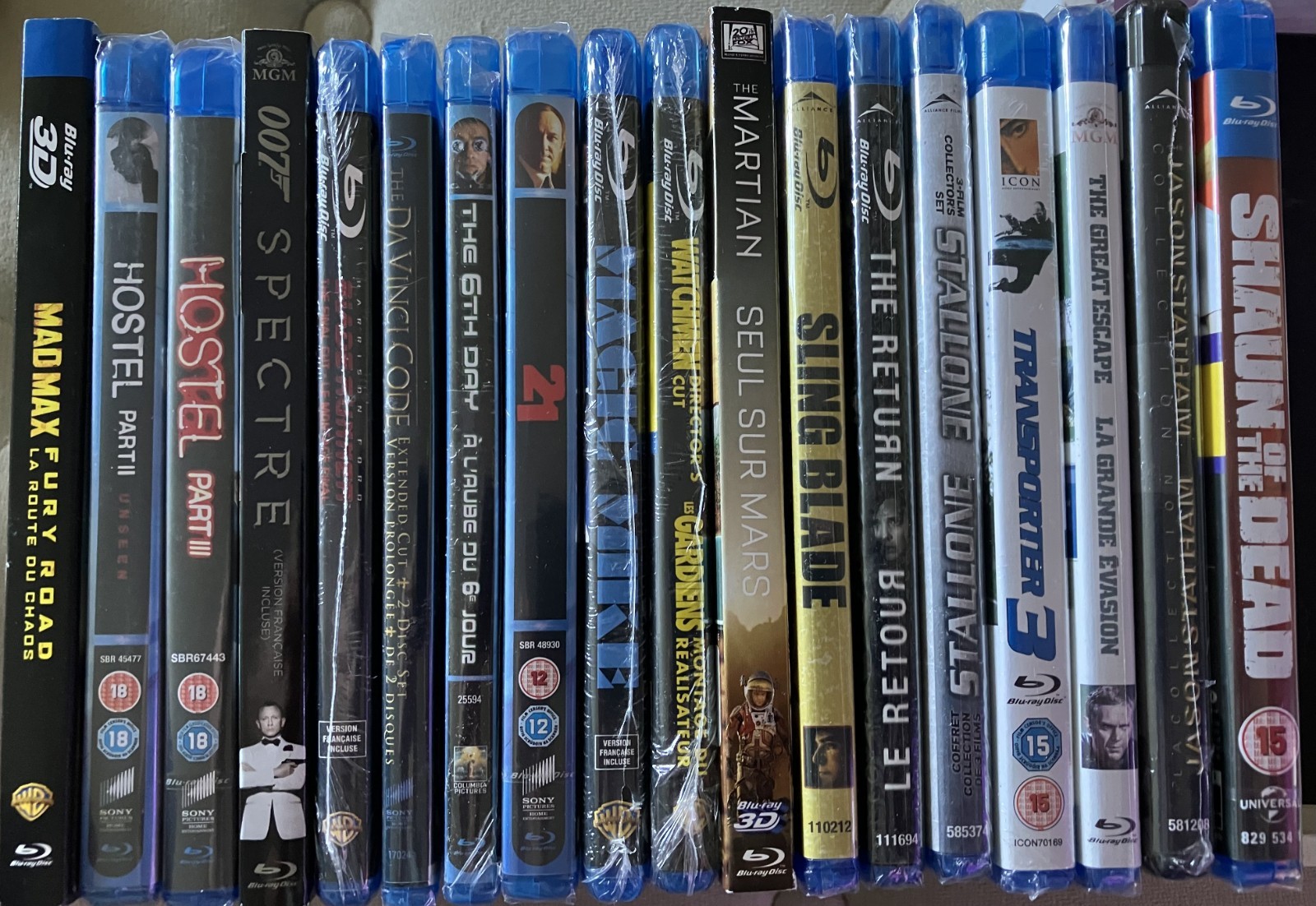 Box of 18 NEW Blu-Ray DVDs, many great titles, all shrink wrapped