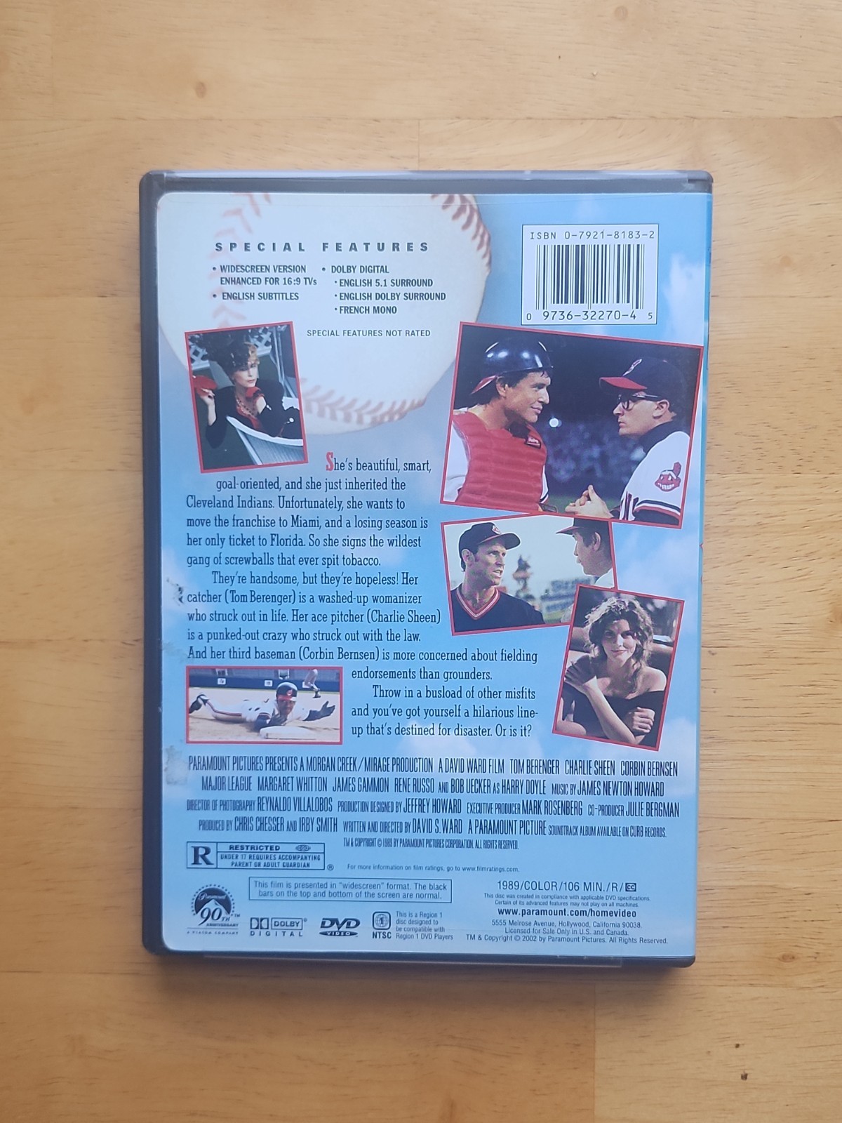Major League DVD 1989 Tom Berenger Charlie Sheen Wesley Snipes Comedy