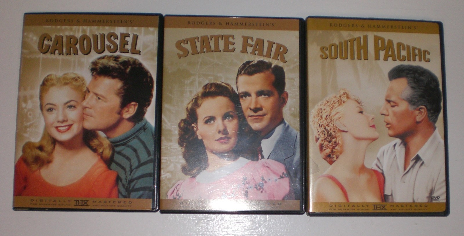 dvd lot of 3 – 1956 Carousel, 1945 State Fair, 1958 South Pacific – musicals