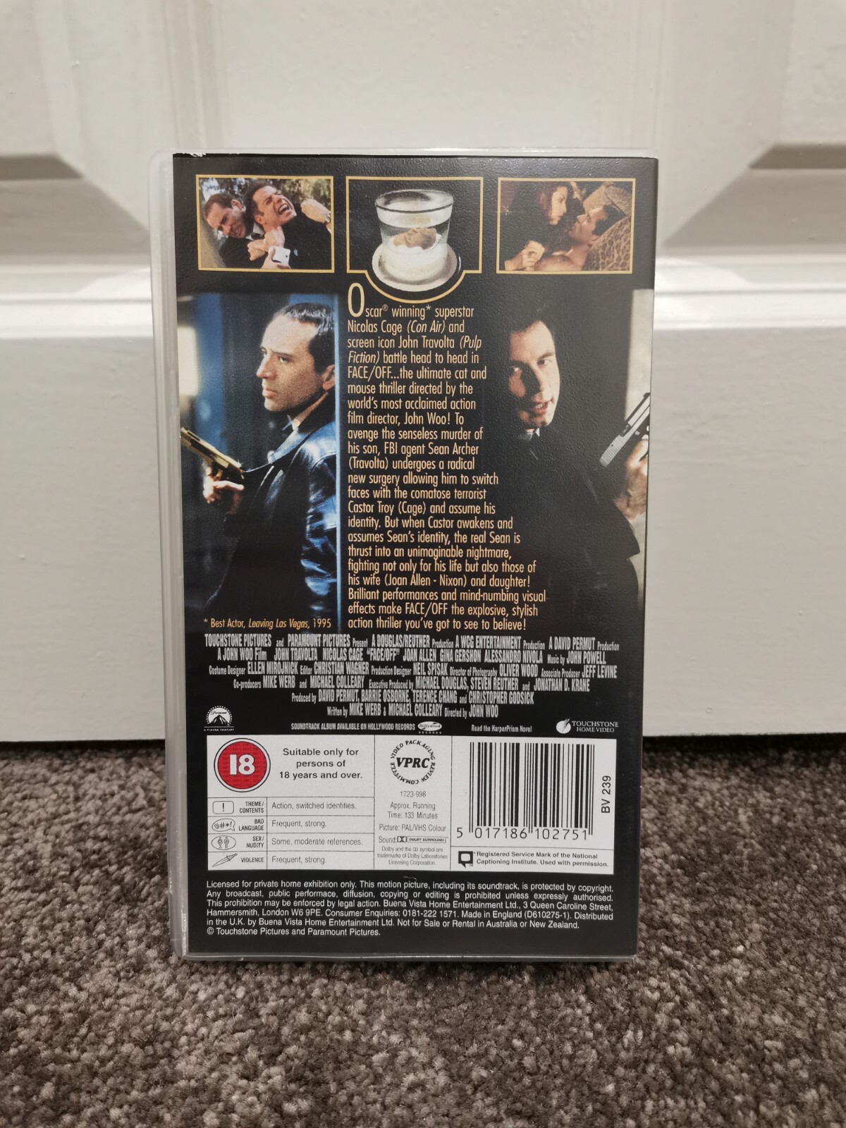 Face Off (1997) VHS 18 138 min Action Crime Sci-Fi John Travolta Nicolas Cage