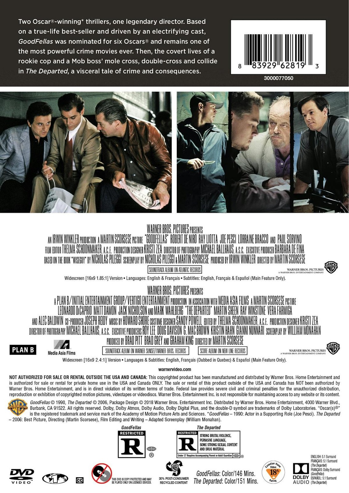 Goodfellas / The Departed DVD NEW