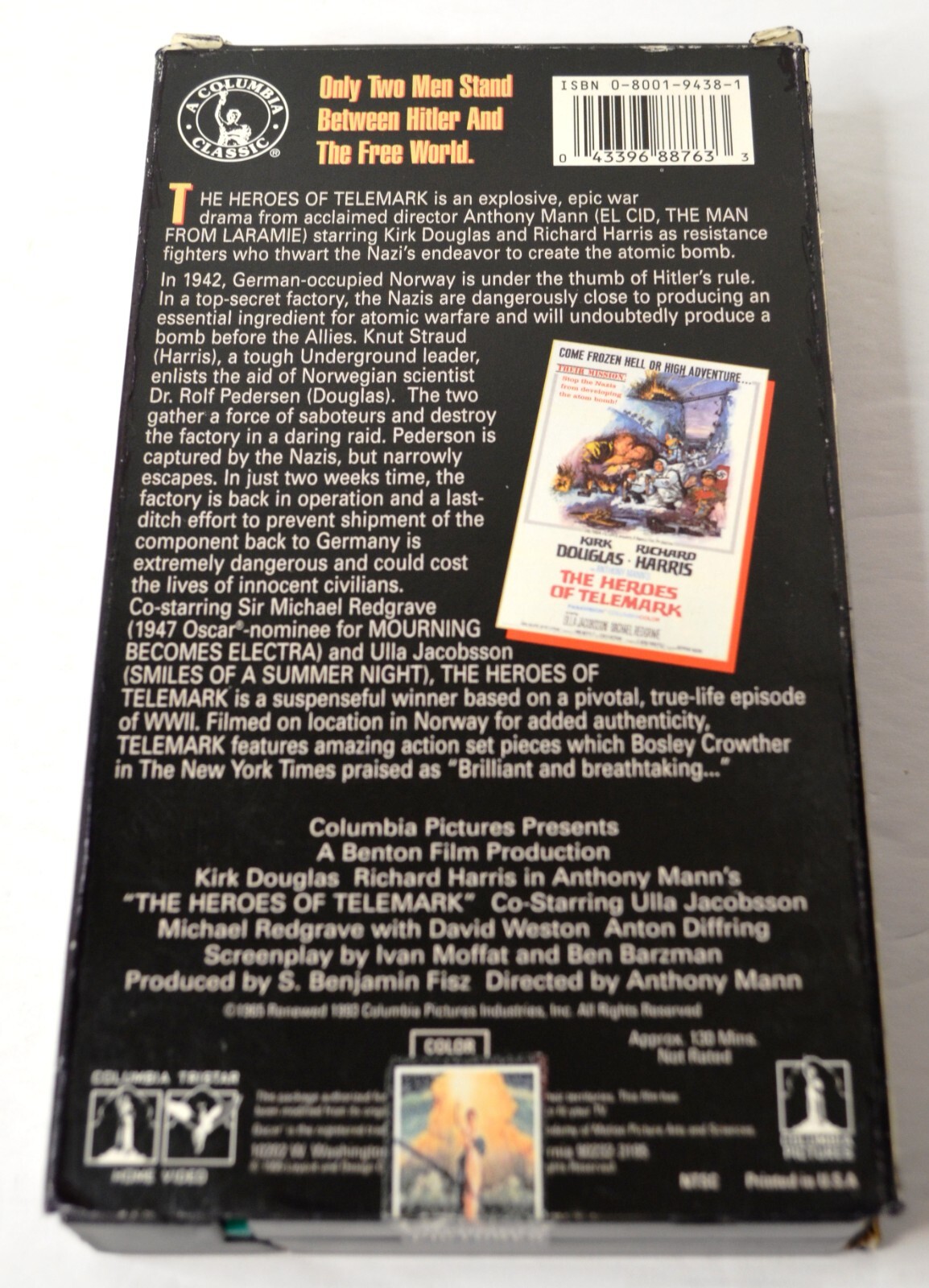 1965 THE HEROES OF TELEMARK 1995 VHS STARRING KIRK DOUGLAS