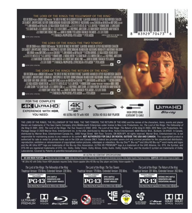 The Lord Of The Rings: The Motion Picture Trilogy (4K Ultra HD)