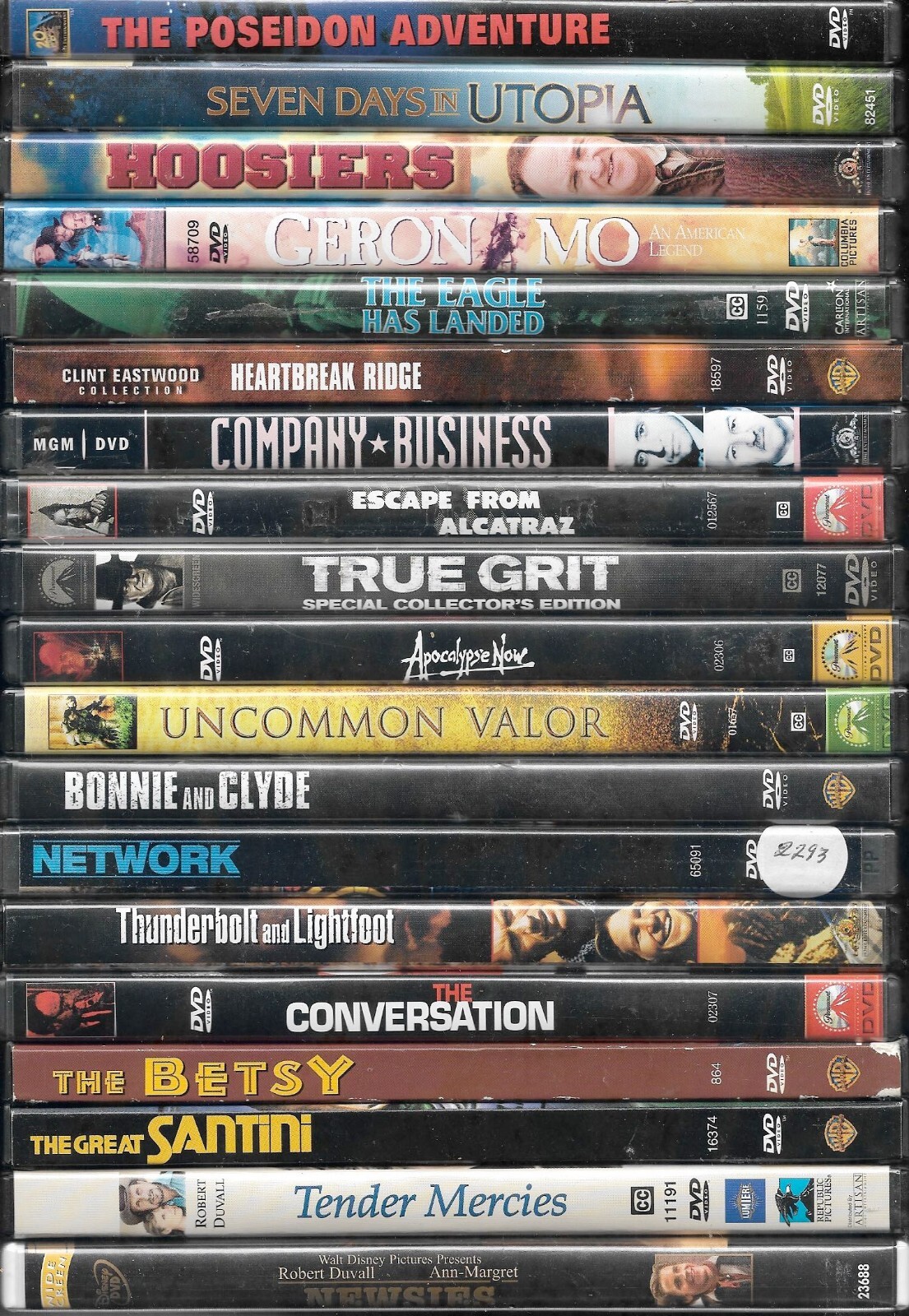 Eastwood/MacLaine/Hackman/Duvall/Loren/Caine/Dunaway DVDs combined shipping