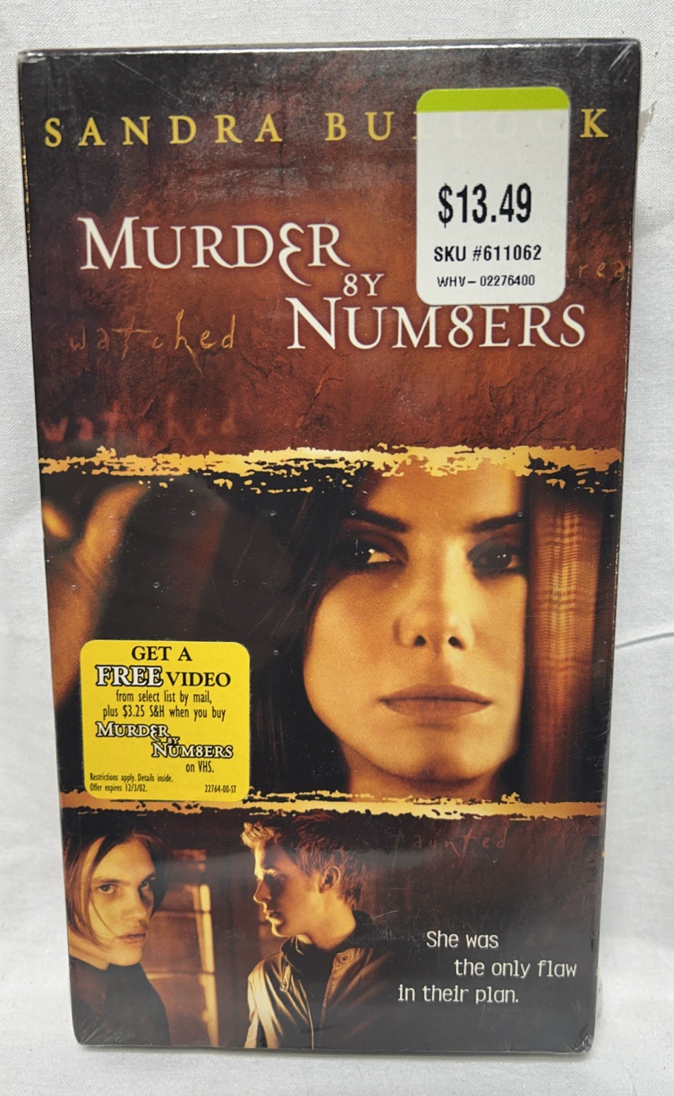Murder by Numbers – VHS – 2002 – Sandra Bullock – New! Sealed! Mint! Watermarks