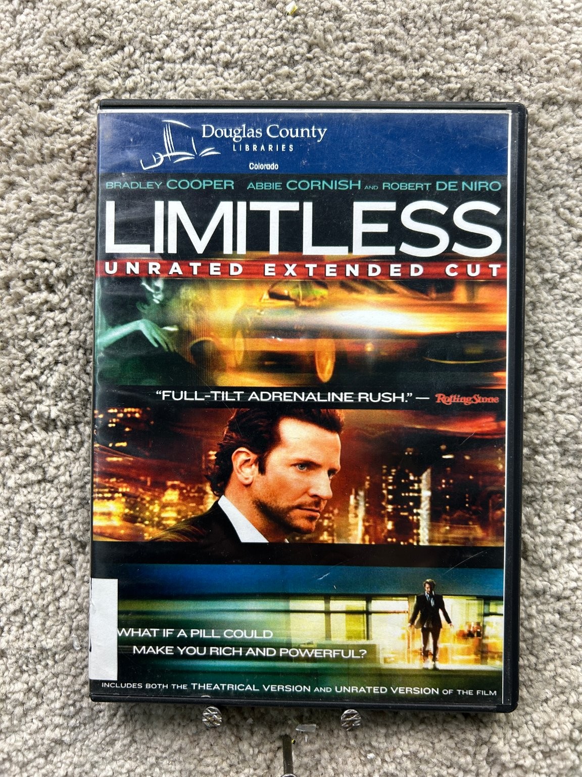 Limitless DVD 2011 Unrated Extended Cut Bradley Cooper Robert De Niro Thriller