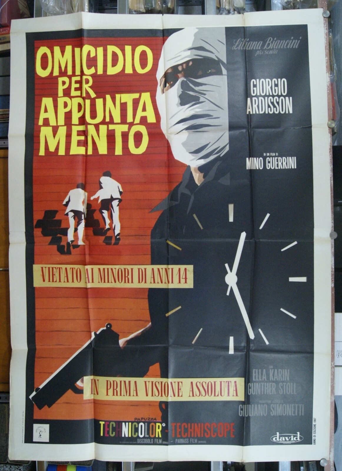 manifesto 4F film OMICIDIO PER APPUNTAMENTO Giorgio Ardisson 1967 Papuzza art