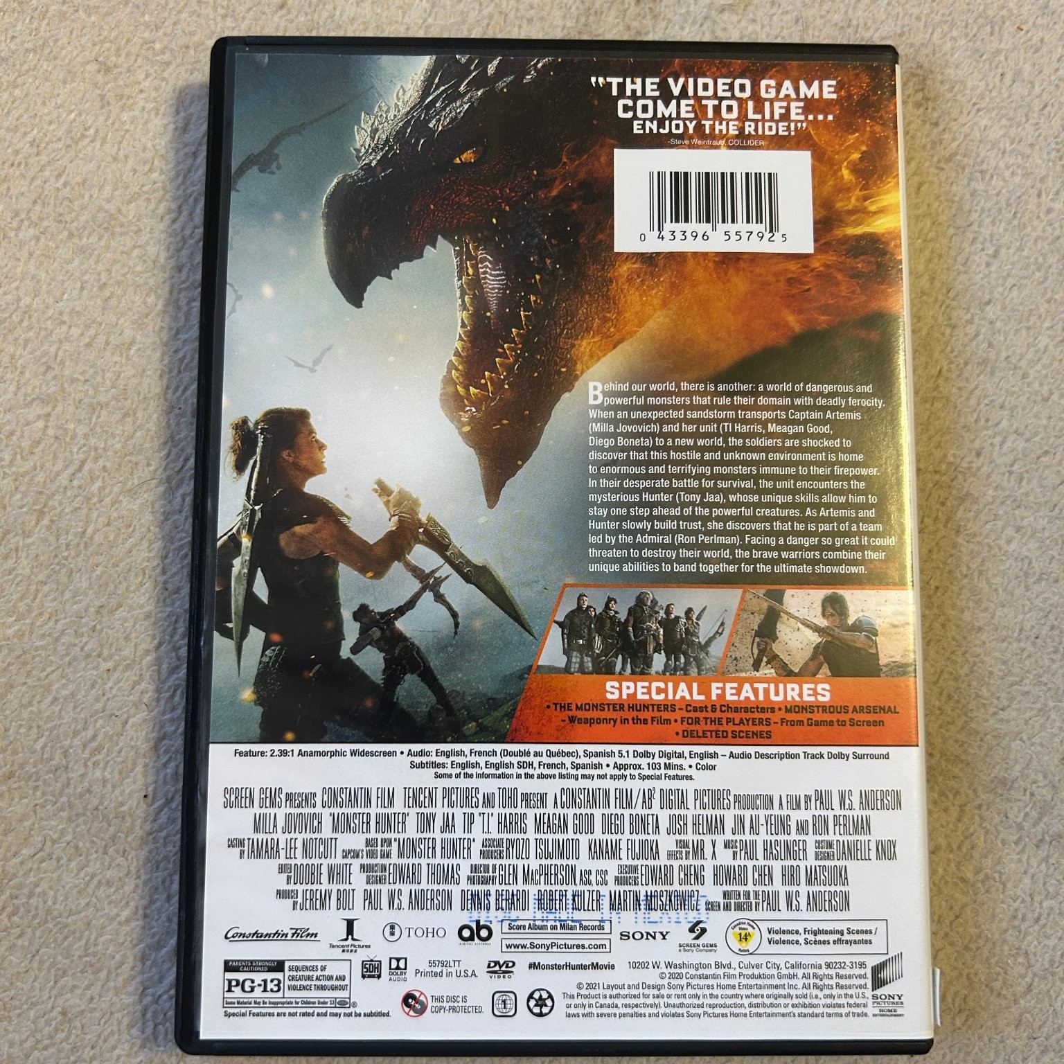 Monster Hunter DVD 2021 Milla Jovovich Paul W.S. Anderson Action Adventure