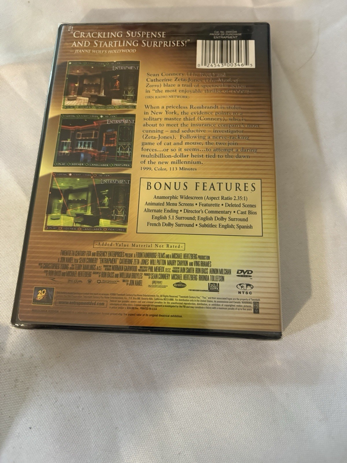 Entrapment – Sean Connery, Catherine Zeta-Jones (DVD, 1999) – New Sealed!