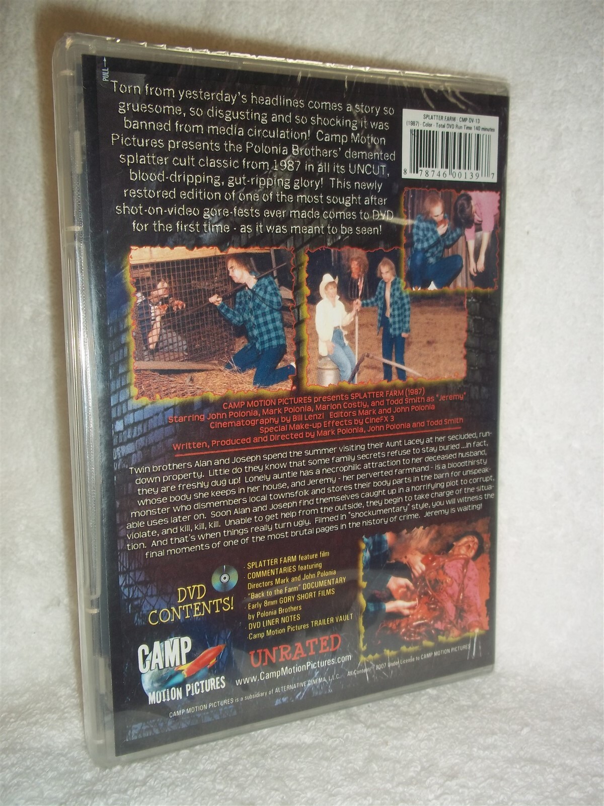 Splatter Farm (DVD,2019 2-Disc) NEW creepy gory horror John Polonia Mark Polonia