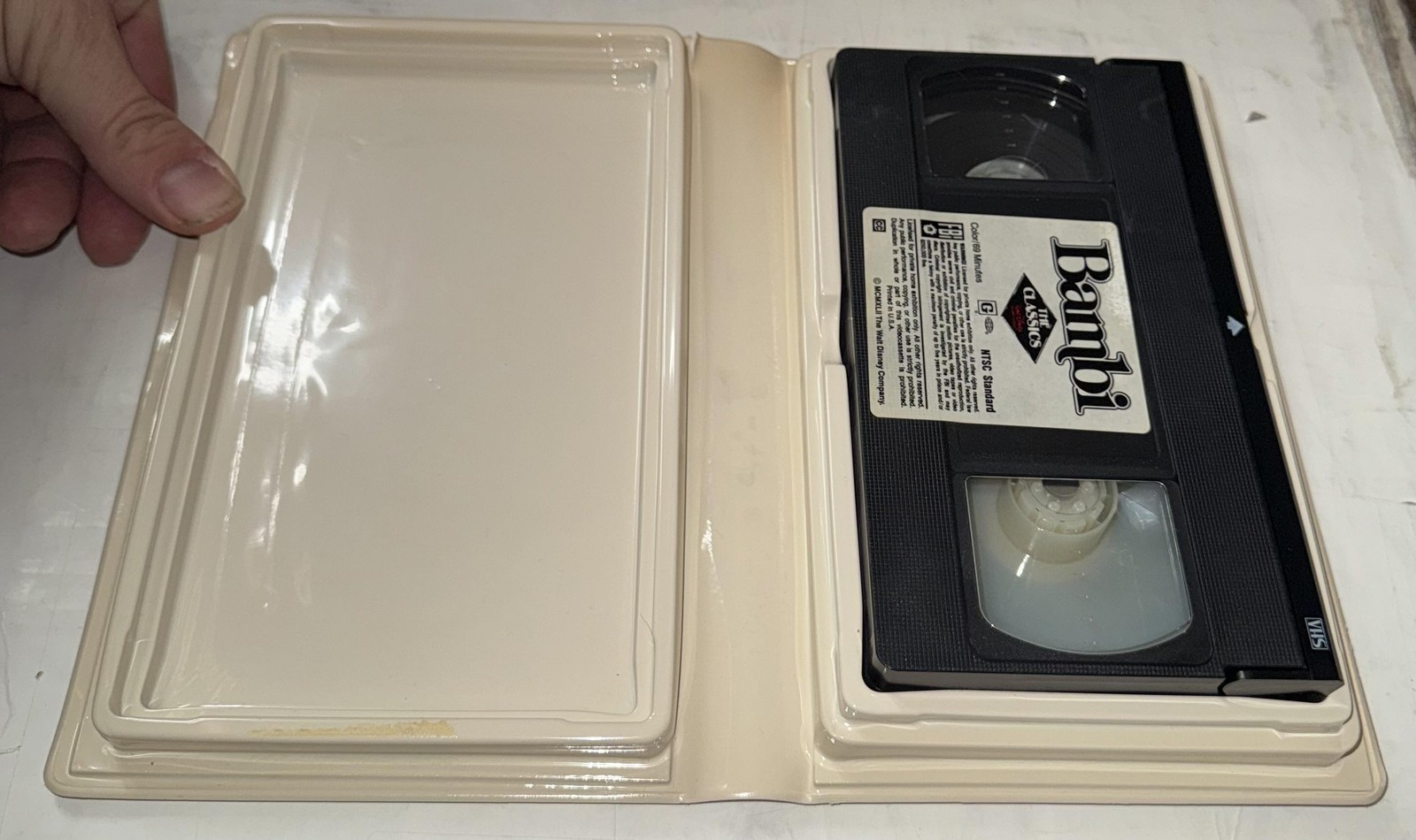 Walt Disney Classic Bambi VHS Tape White Clamshell 69 Min G Rated NTSC