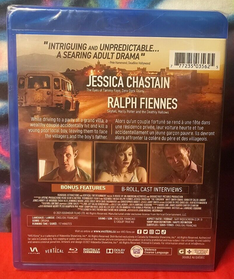 The Forgiven (Blu-ray, 2021) Ralph Fiennes, Caleb Landry Jones, Jessica Chastain