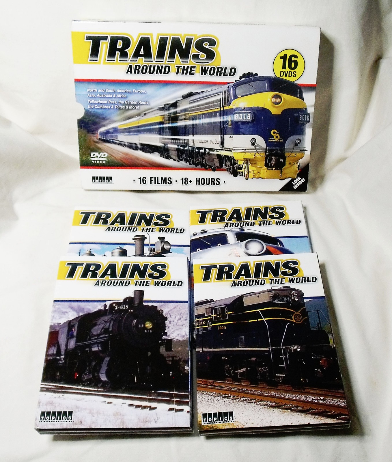 Trains Around the World 16 DVD Set 18 hrs 55 min total railroad railway train RR