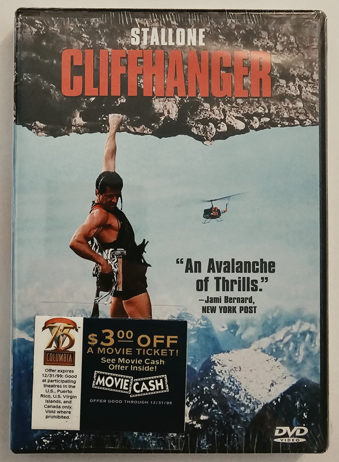 CLIFFHANGER DVD SYLVESTER STALLONE MICHAEL ROOKER JOHN LITHGOW FAST SHIPPING