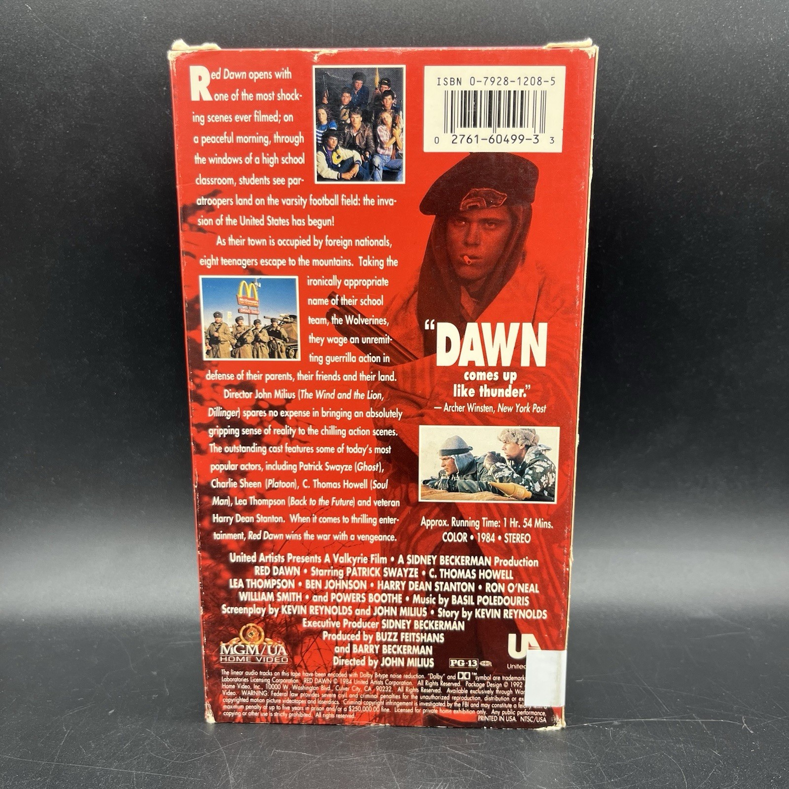 Red Dawn (VHS, 1992) Patrick Swayze, C. Thomas Howell, Lea Thompson, Ben Johnson