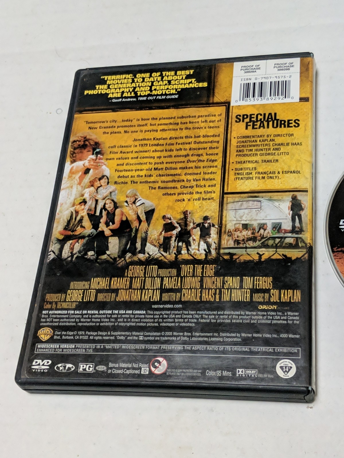 Over the Edge DVD Matt Dillon, Vincent Spano