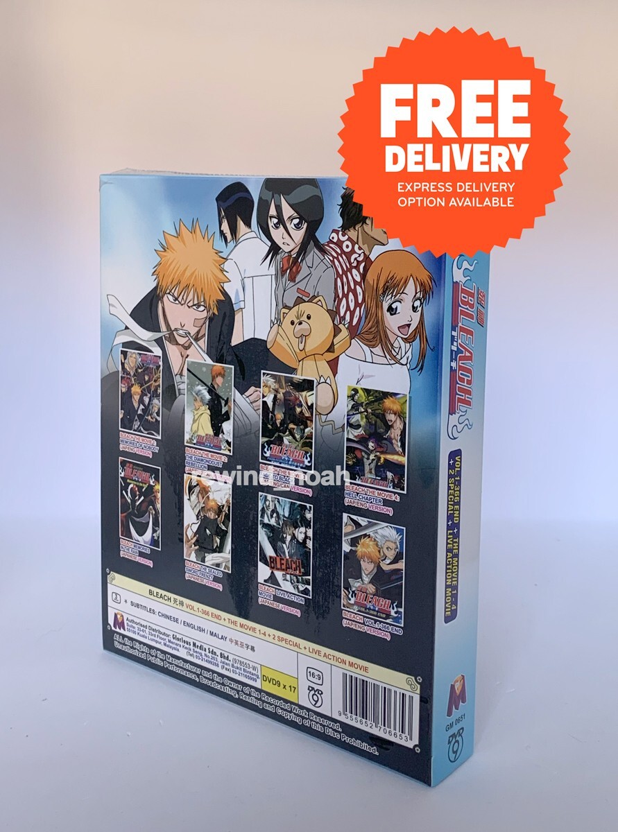 DVD Anime BLEACH Complete Set (1-366 End +The Movie 1-4 +2 Specials +Live Movie)