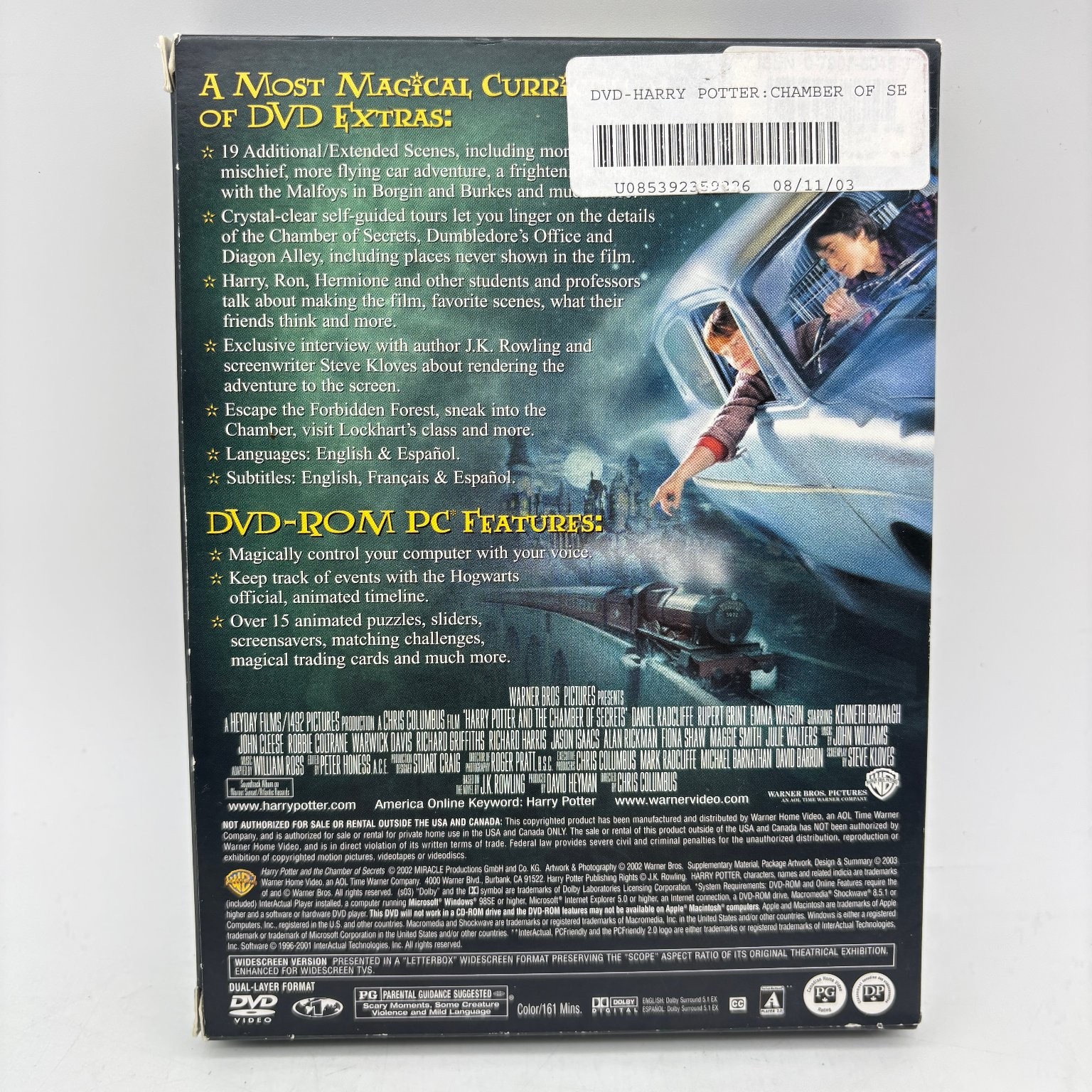 Harry Potter and the Chamber of Secrets DVD 2003 Widescreen Chris Columbus