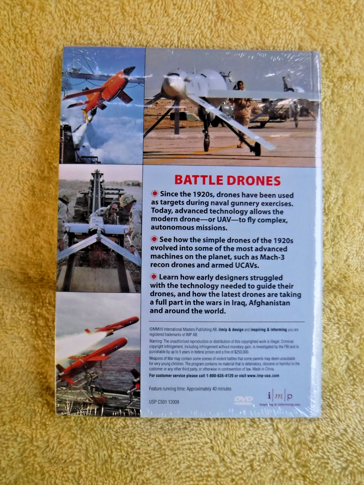 NEW/SEALED DVD + BOOK, WEAPONS OF WAR: BATTLE DRONES (AIR WAR), DVD 40 MIN.