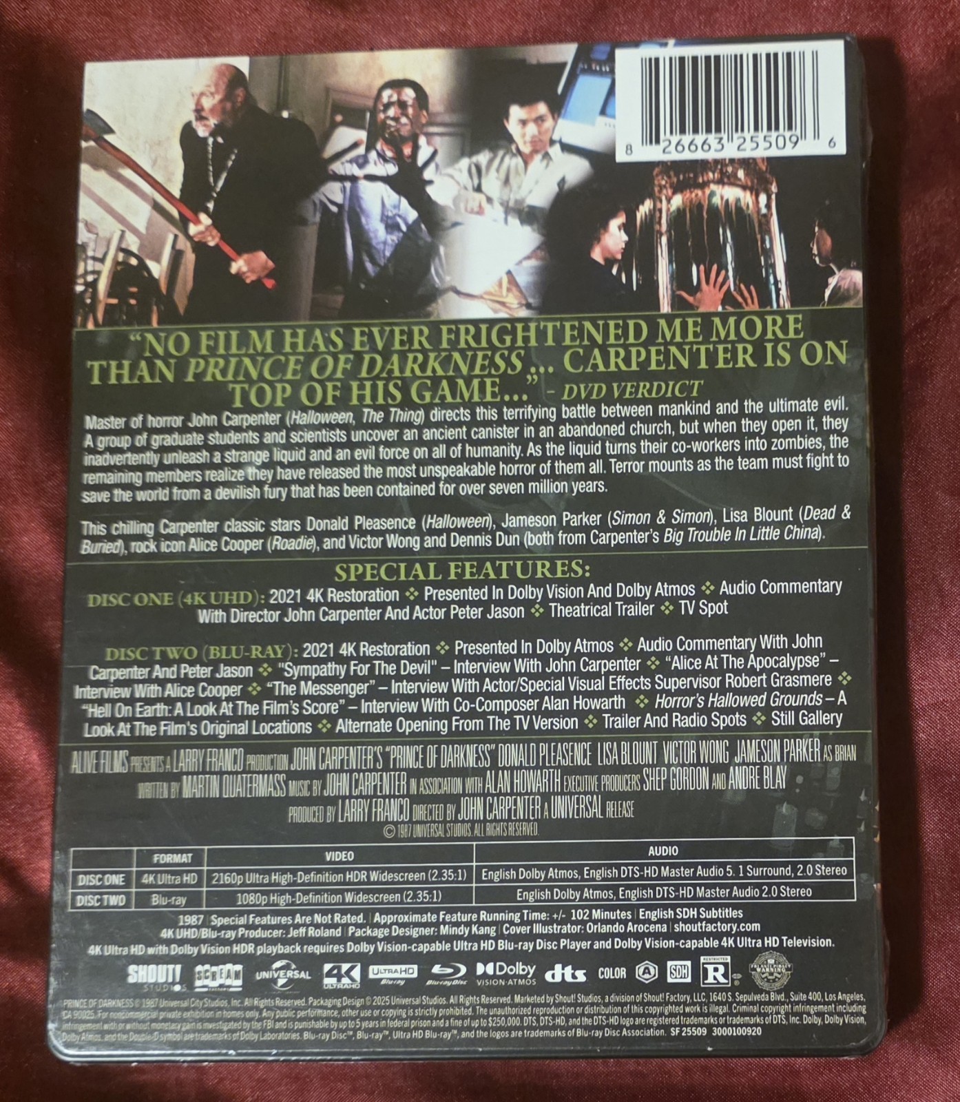 Prince of Darkness 2 Disc Ultra 4k UHD Blu-ray SteelBook Set Dir John Carpenter