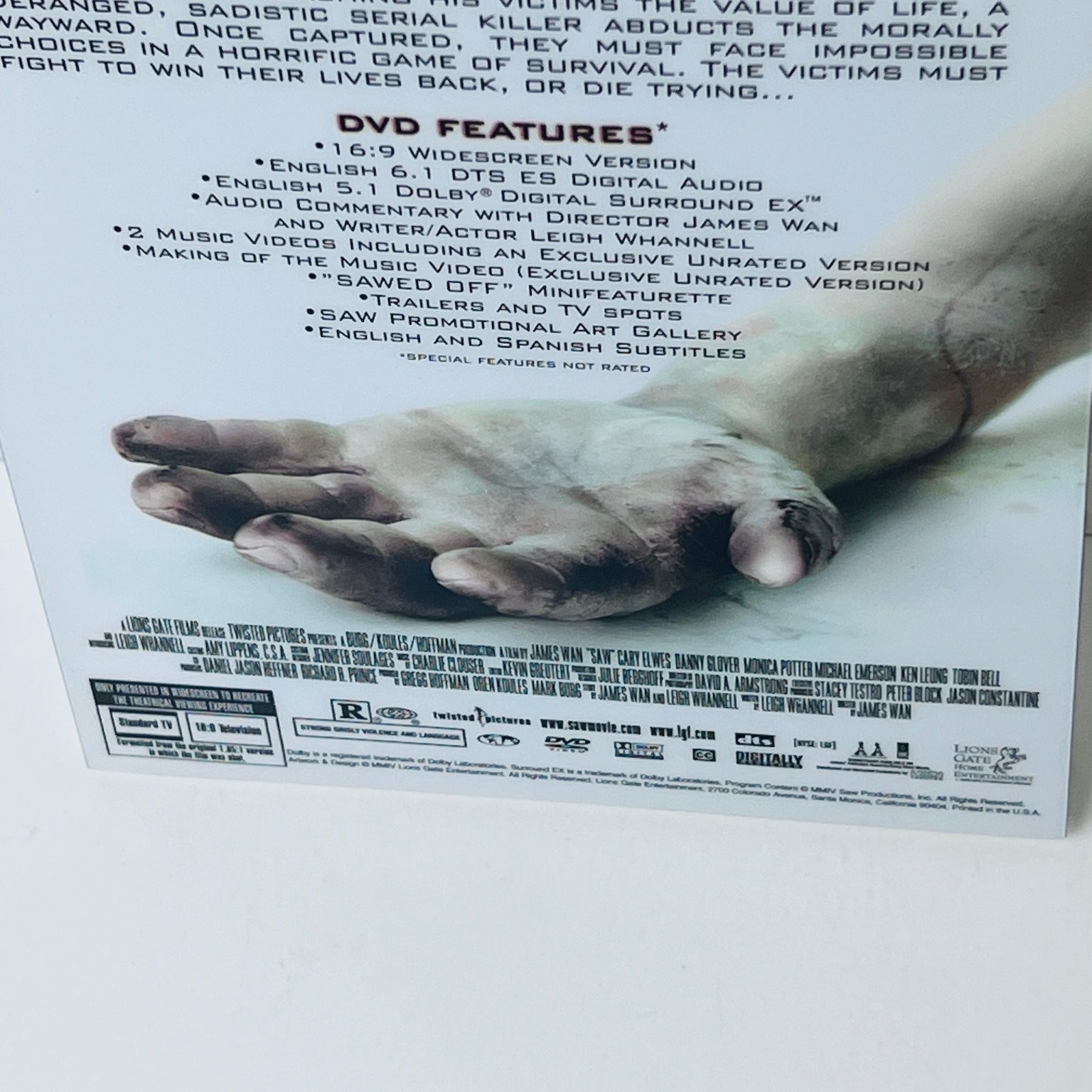 SAW DVD 2004 Widescreen James Wan Cary Elwes Danny Glover Horror Thriller