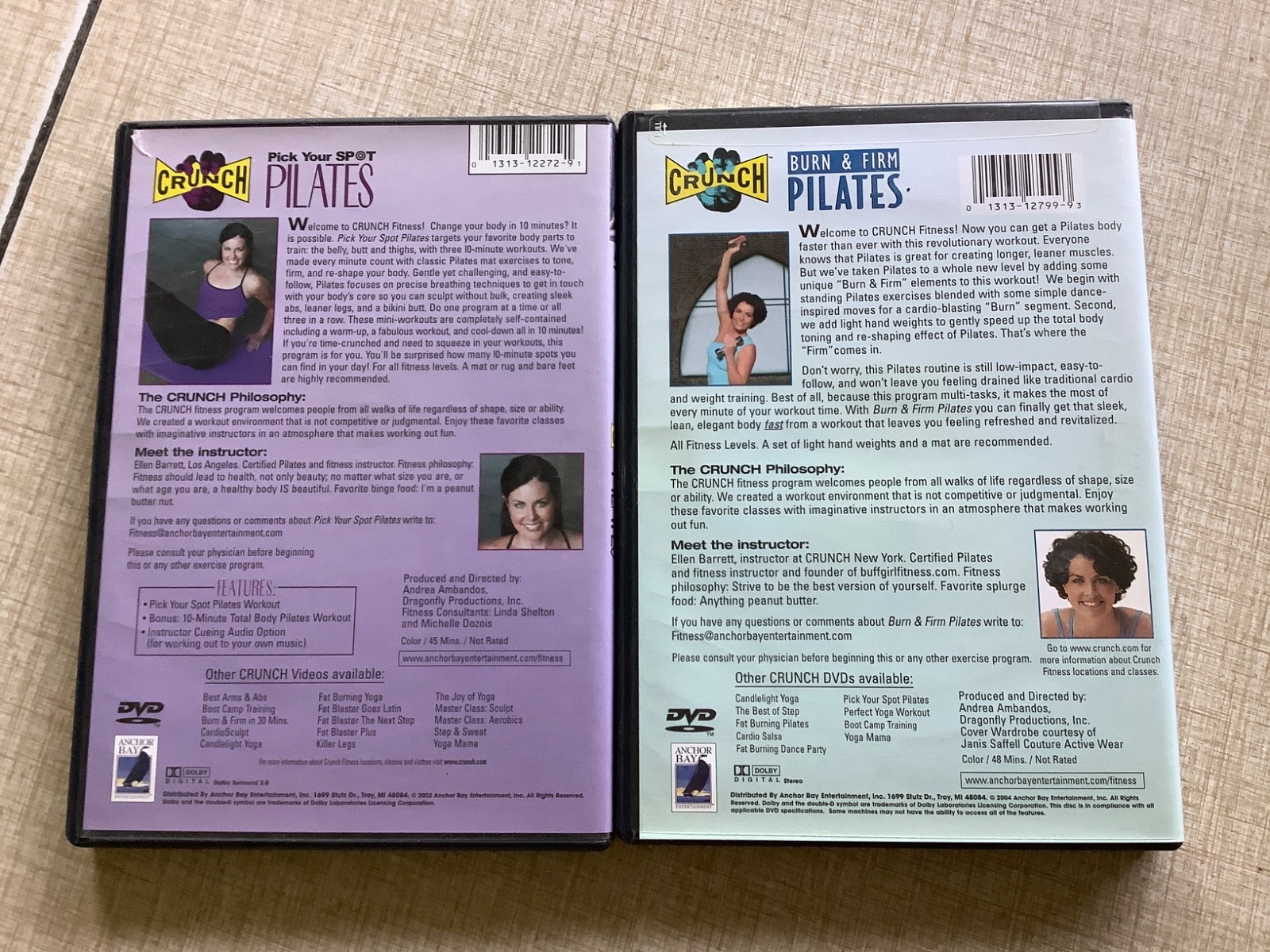 CRUNCH WORKOUT Lot of 7 DVDs Dance Boot Camp Fat Burning PILATES Ellen Barrett