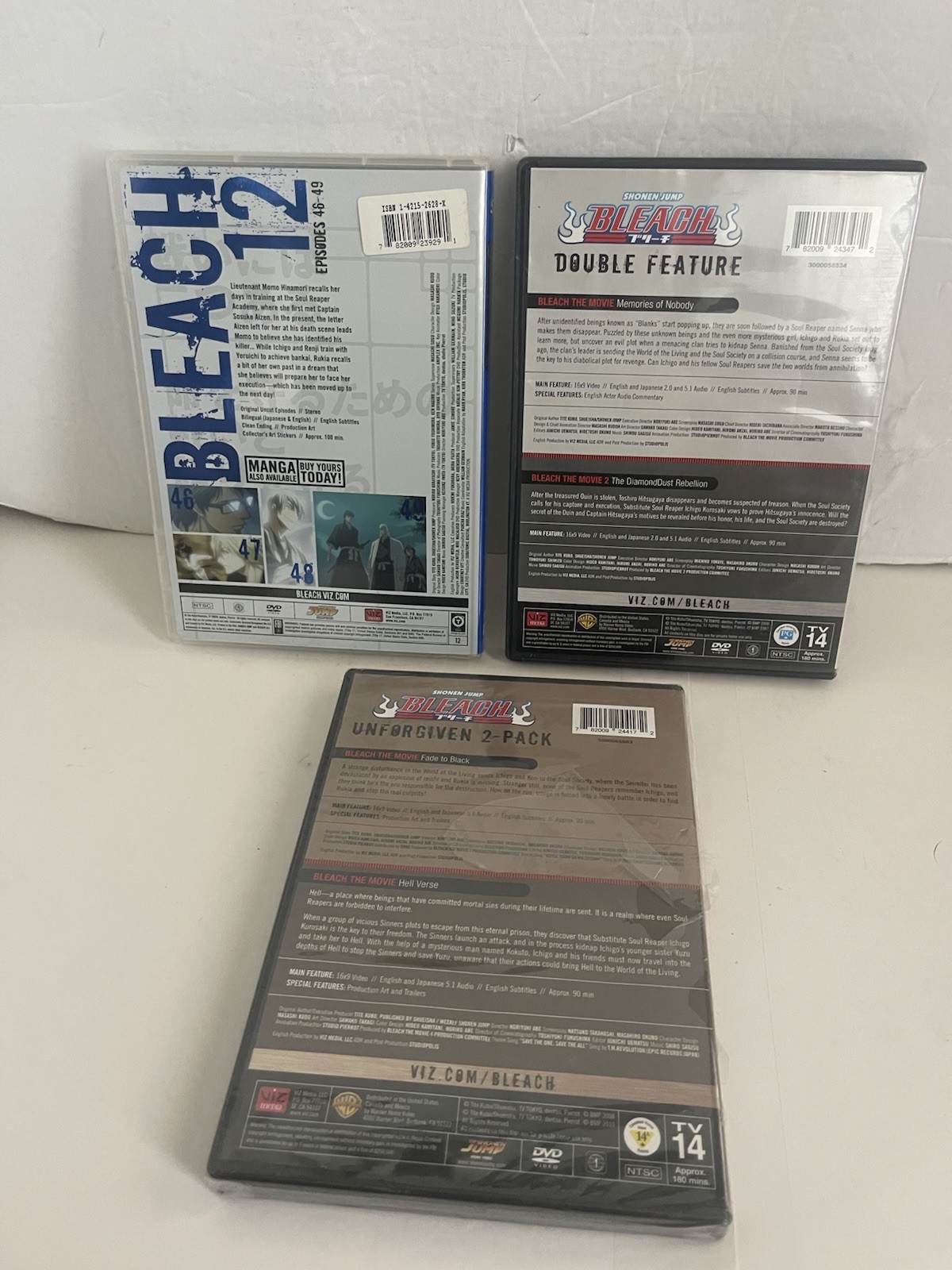Shonen Jump Bleach Original & Uncut DVD LOT of 7 Dvd’s Mixed
