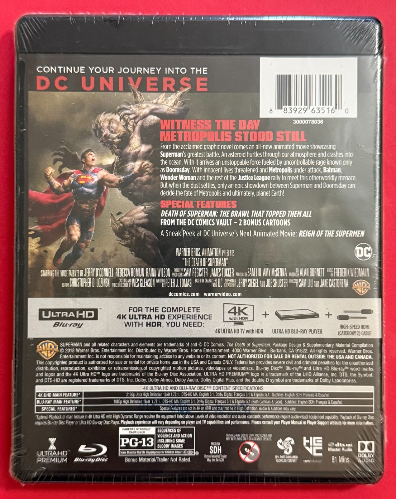 The Death of Superman 4K UHD Blu-ray Jerry O’Connell NEW