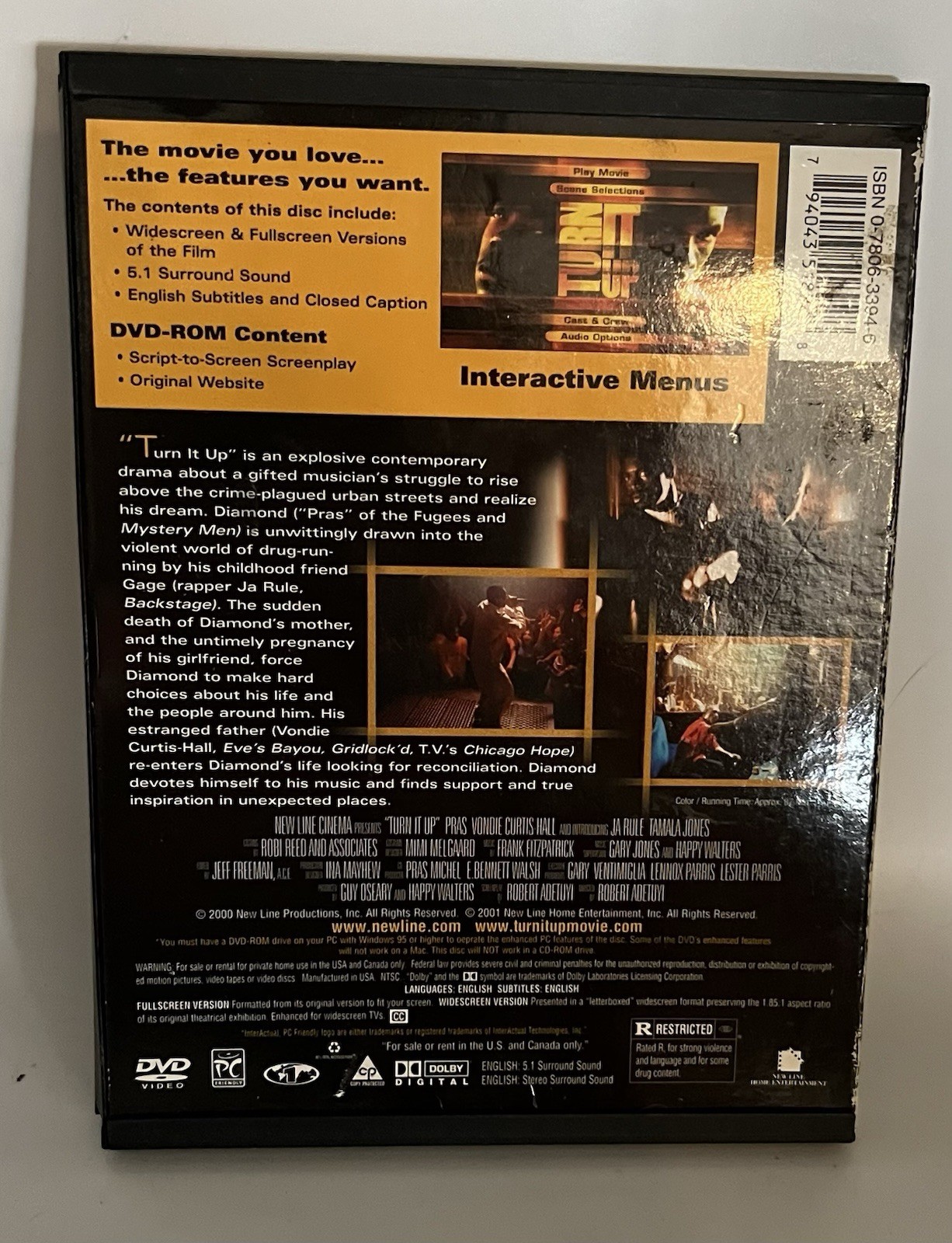 New Line Home Video Turn It Up Pras Ja Rule Drama DVD Movie