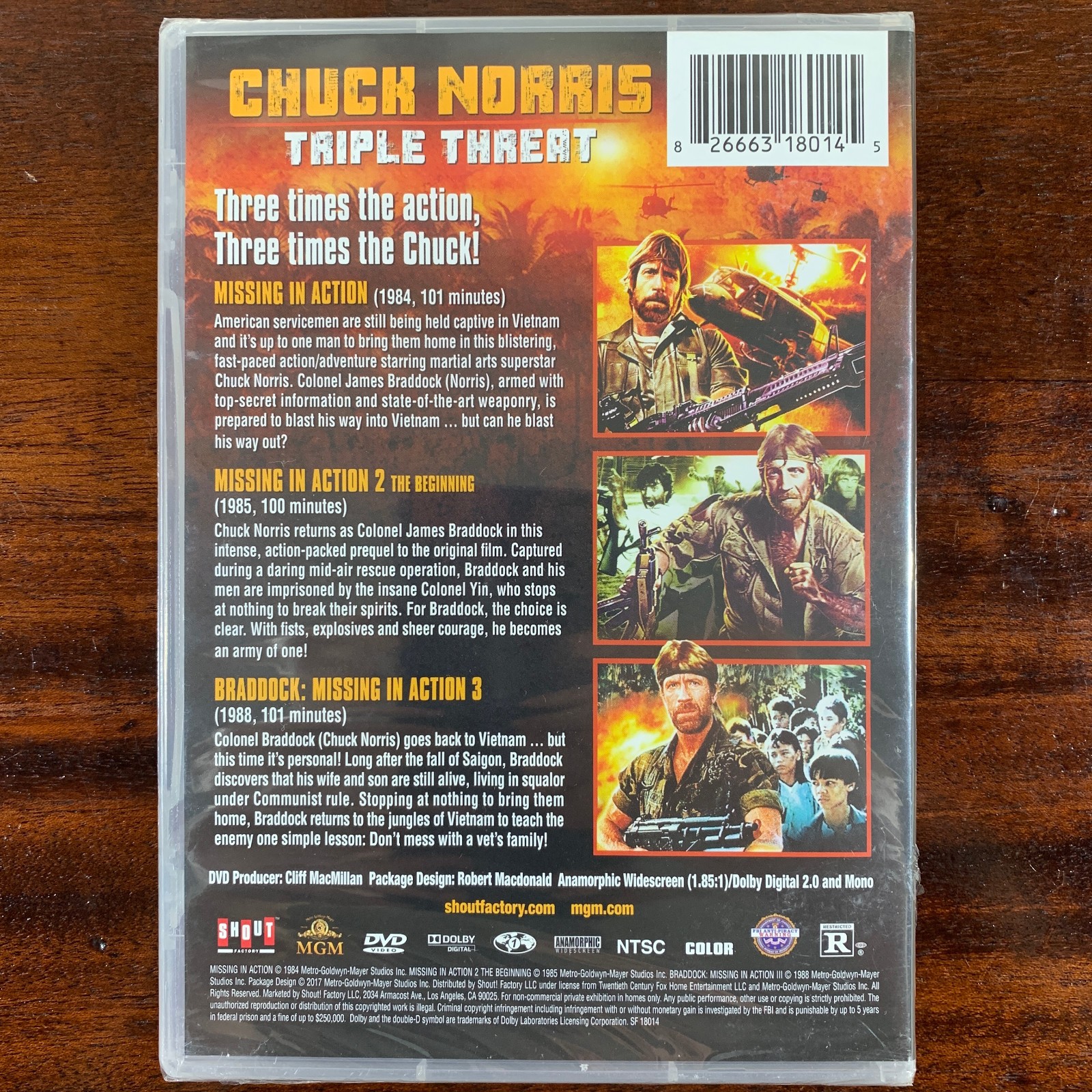 Chuck Norris Triple Threat DVD NEW Braddock Missing In Action 1, 2, + 3
