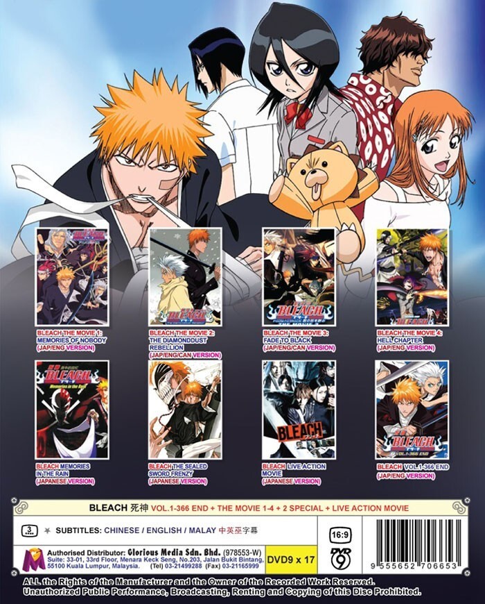 Anime DVD Bleach Complete TV Series +4 Movie + 2 Sp + Live Act *English Version*