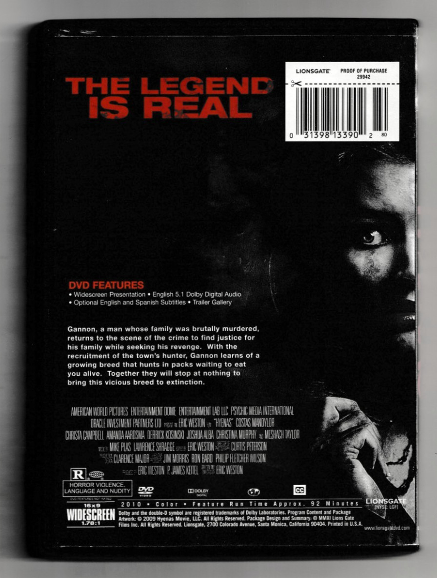 HYENAS Movie starring COSTAS MANDYLOR CHRISTA CAMPBELL 2010 DVD 92 minutes