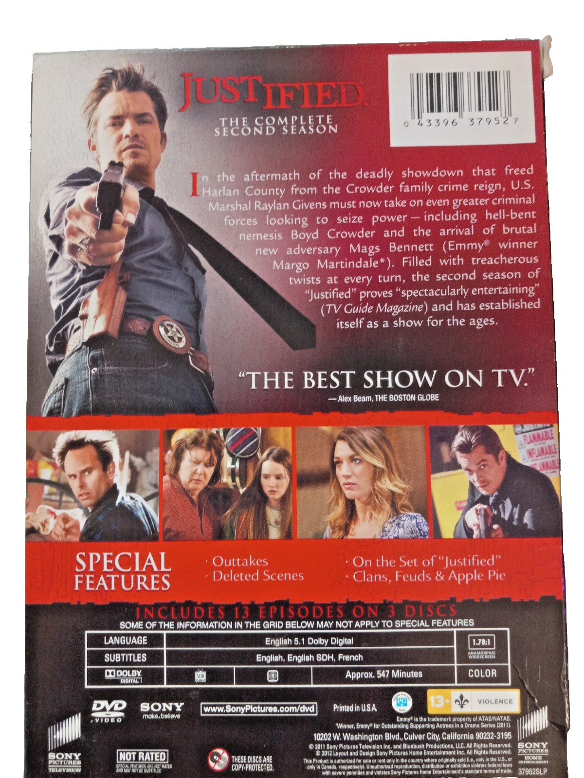 Justified Season 2 DVD 3-Disc Set Elmore Leonard Action US Marshals Shoot-em-up