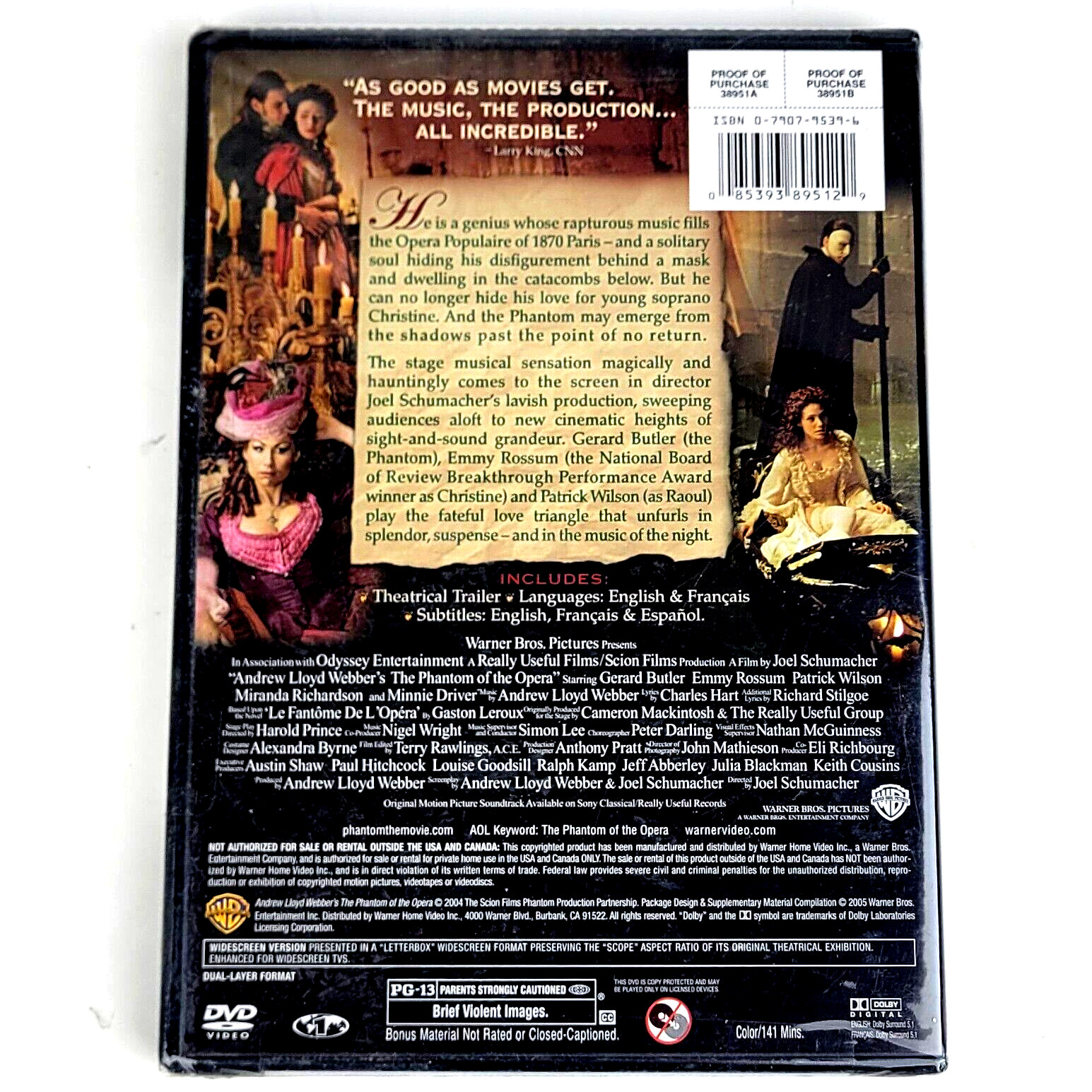 The Phantom of the Opera (DVD, 2004, Widescreen) Gerard Butler, Emmy Rossum New