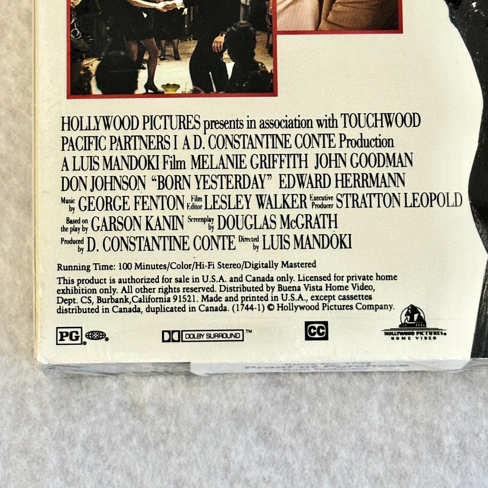 Born Yesterday New Sealed VHS 1993 Melanie Griffith, Don Johnson, John Goodman