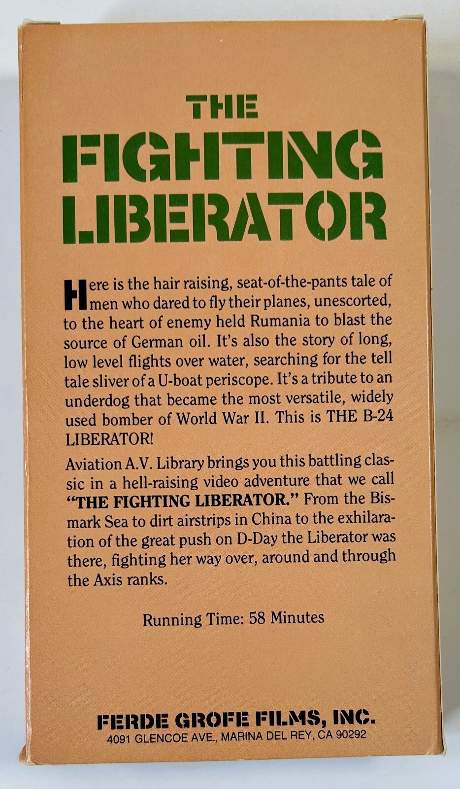 The Fighting Liberato B24 Aviation A. V. Library VHS 58 min.