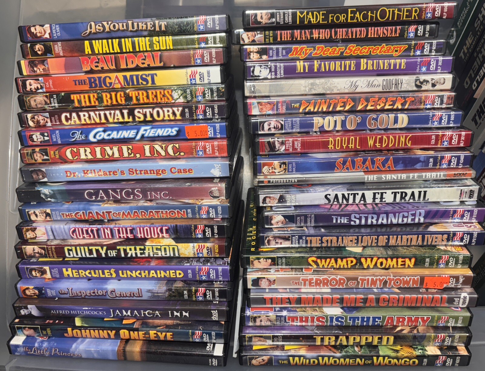 All DVDs $5 ea VINTAGE 1926-1980 MOVIES – ONE FLAT SHIP CHARGE $6!