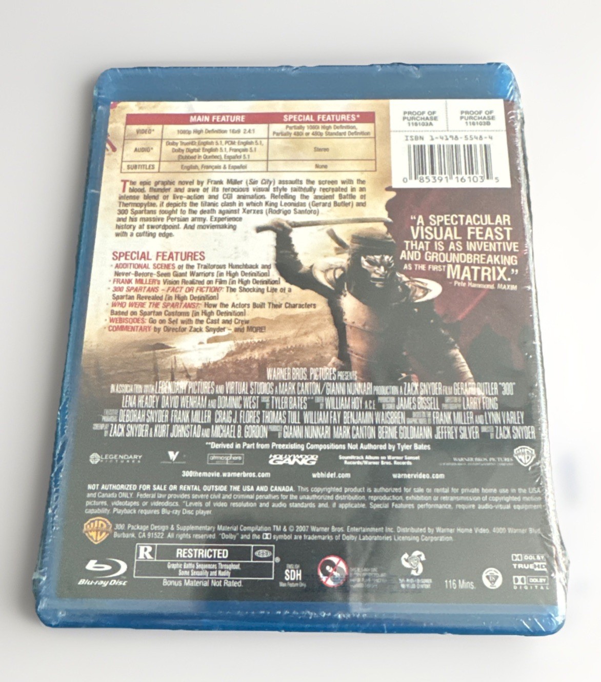 300 Blu ray Disc 2007 Movie Action Film Brand New Sealed/2 Small Holes In Seal
