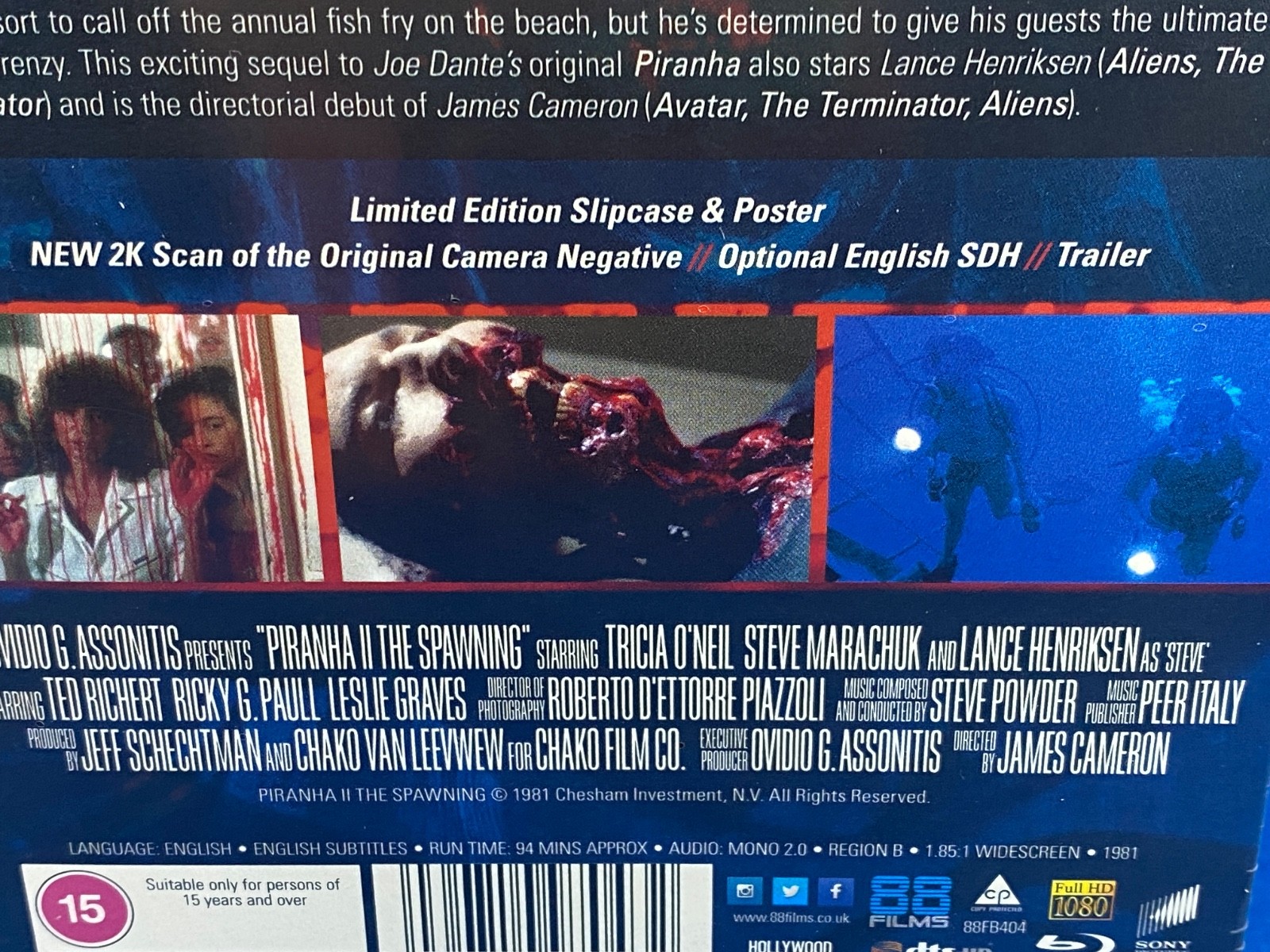 Piranha II The Spawning Blu-Ray with Slipcover (88 Films) REGION B (Please Read)