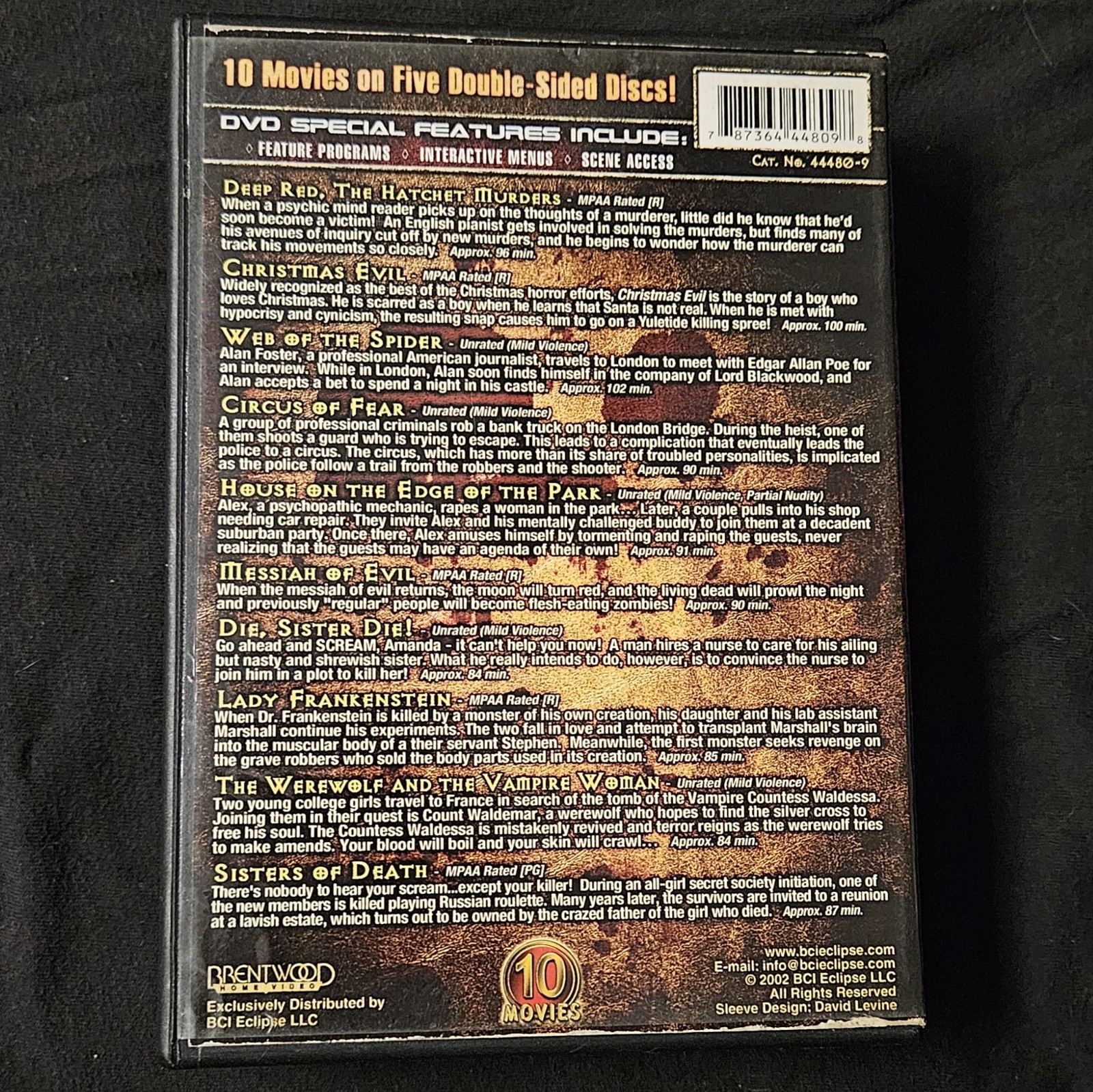 Brentwood BCI Eclipse Tales of Terror 10 Movies DVD Box Set Horror R NTSC