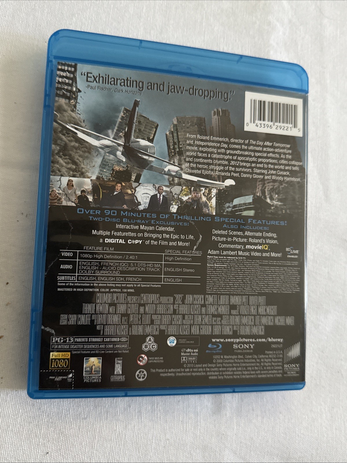 2012 (Blu-ray Disc, 2010, 2-Disc Set, Includes Digital Copy)